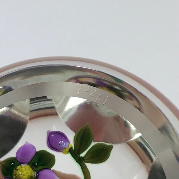 Perthshire PP221 2000 Amethyst & Yellow Flower Bouquet Faceted Paperweight Cert - Picture 9 of 16